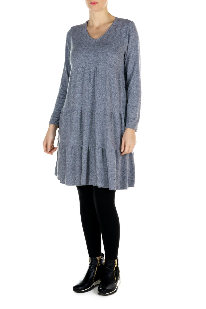 V-Neck Peasant Dress