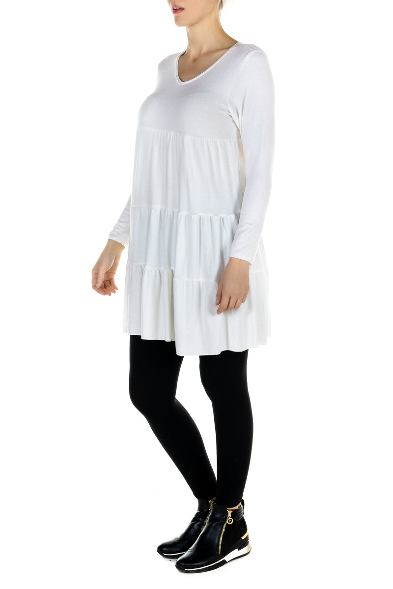 V-Neck Peasant Dress