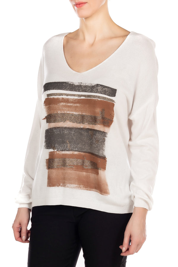 Pullover V-Neck with Splash Print