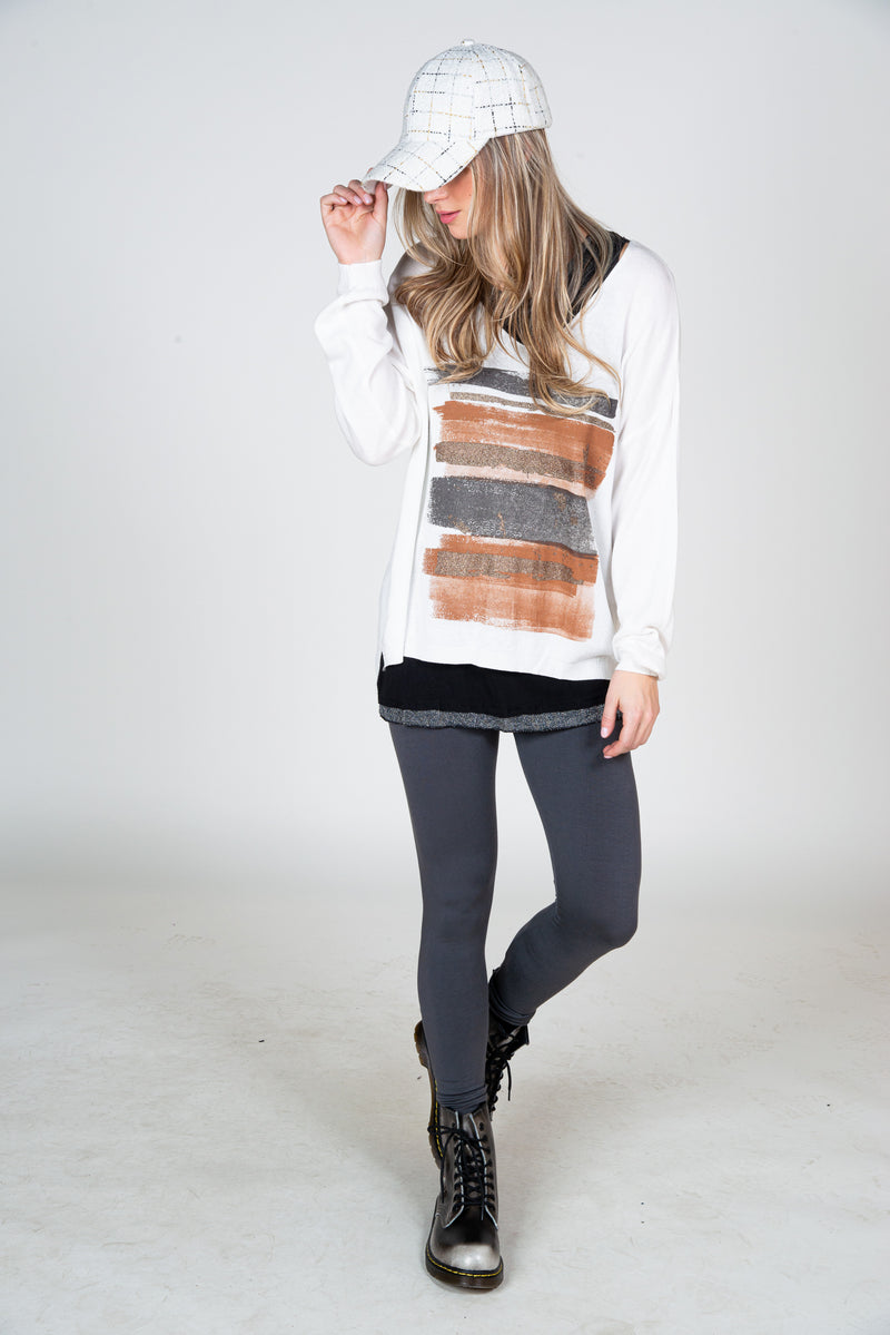 Pullover V-Neck with Splash Print