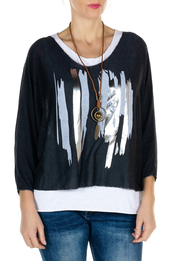 Foil Print Top - 2pcs