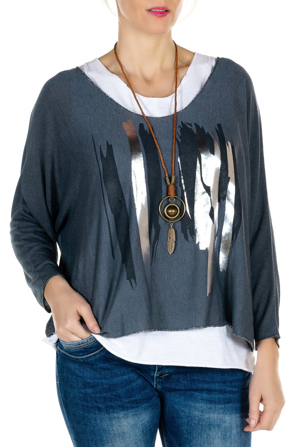 Foil Print Top - 2pcs