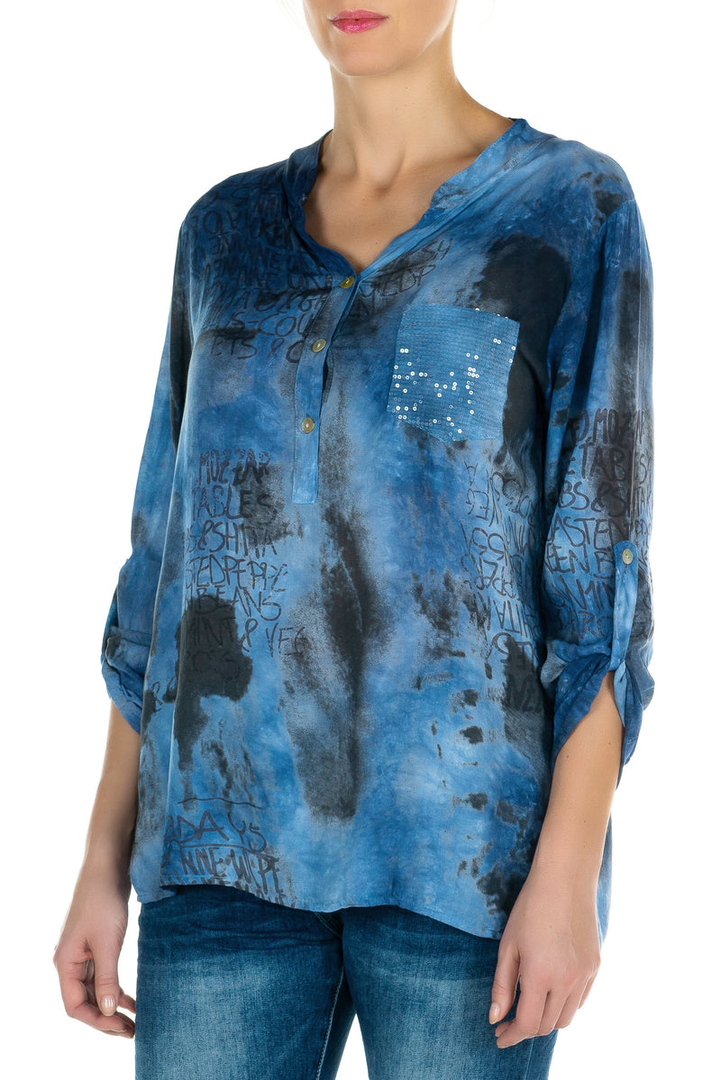 Pocket Cloud Print Blouse
