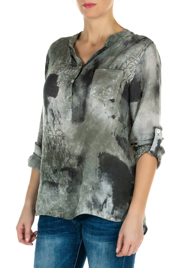 Pocket Cloud Print Blouse