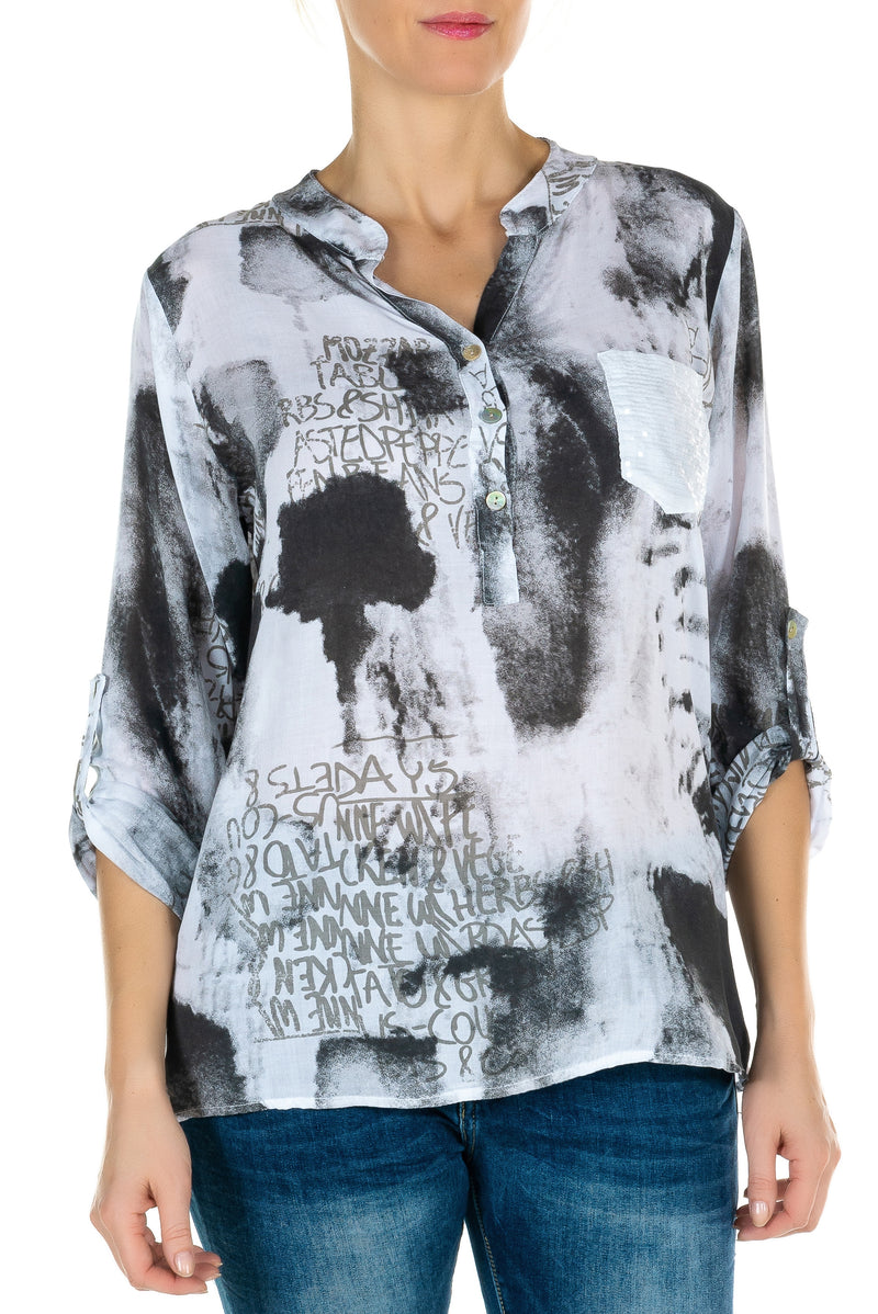 Pocket Cloud Print Blouse