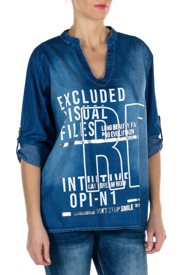 V-neck Denim Shirt
