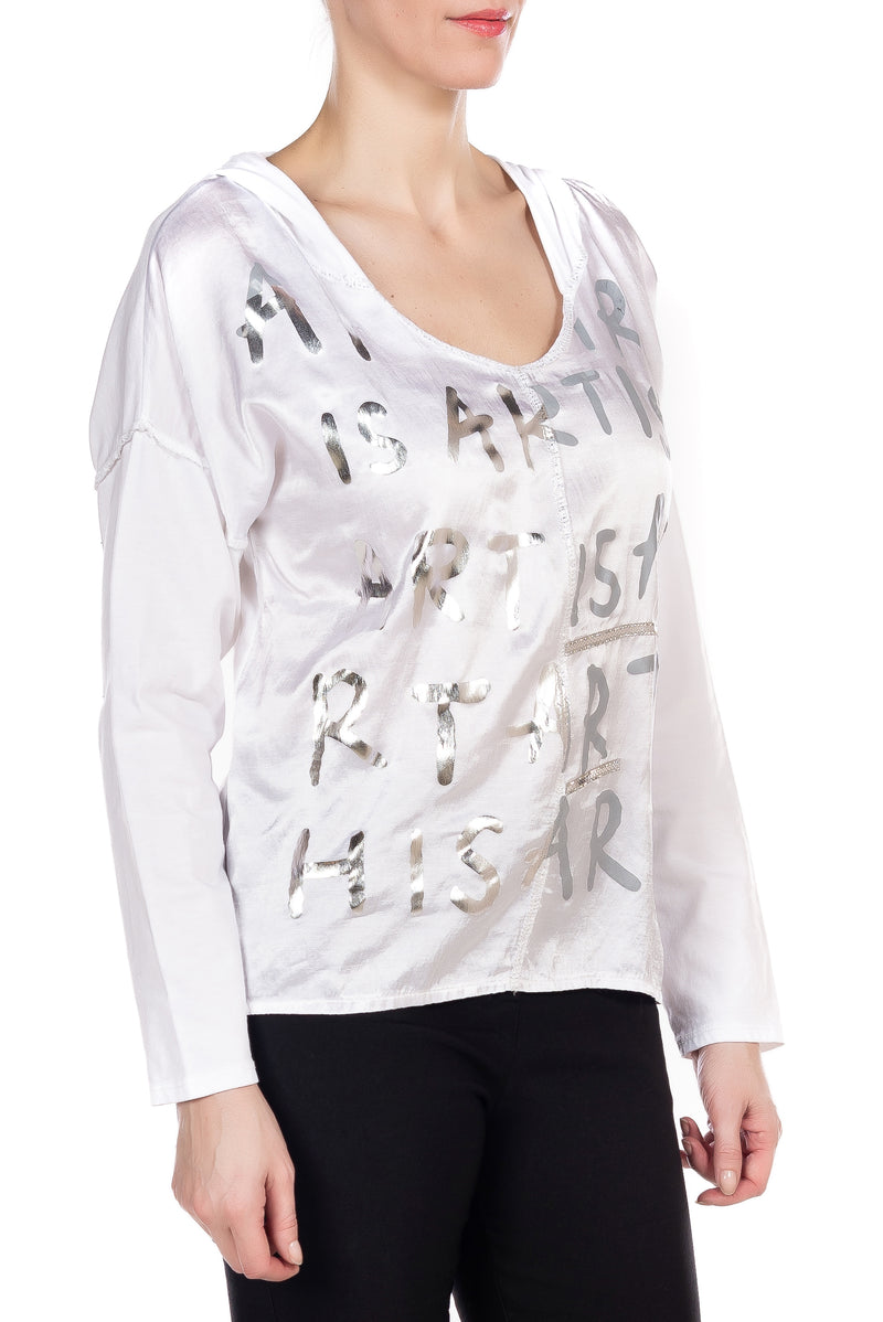 V-Neck sequin art top