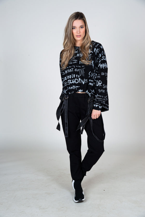 Pocket suspenders jogging pants