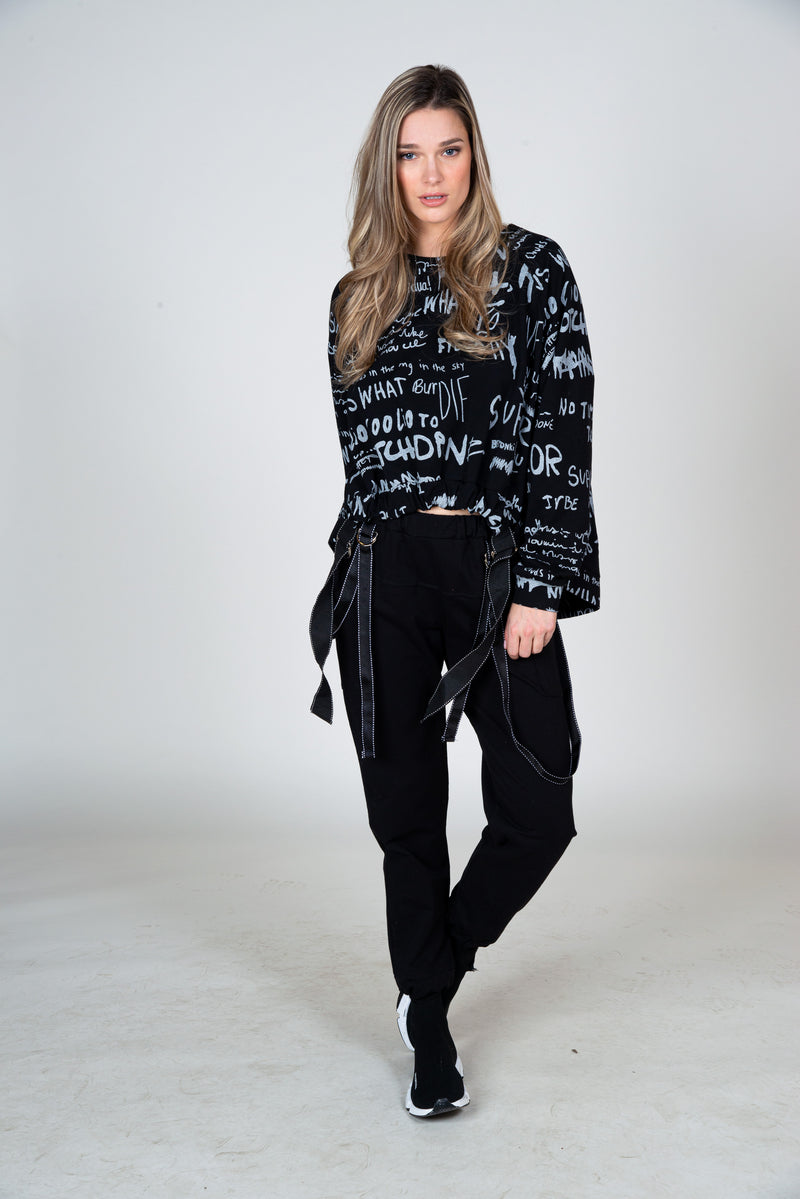 Pocket suspenders jogging pants