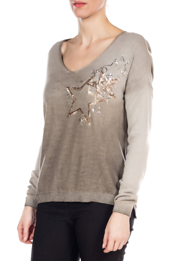 V-Neck Top with sequin star design