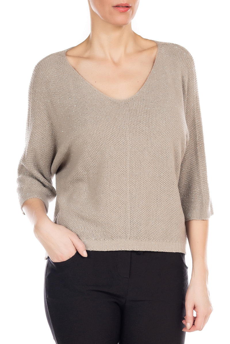 Lurex Pullover top with 3/4 sleeves