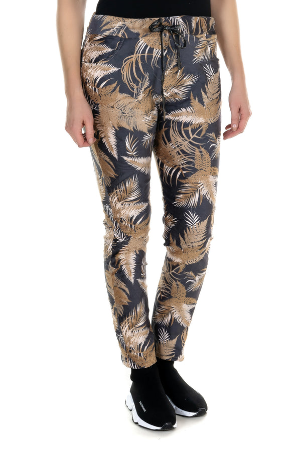 Pull on Leaf Printed Pants