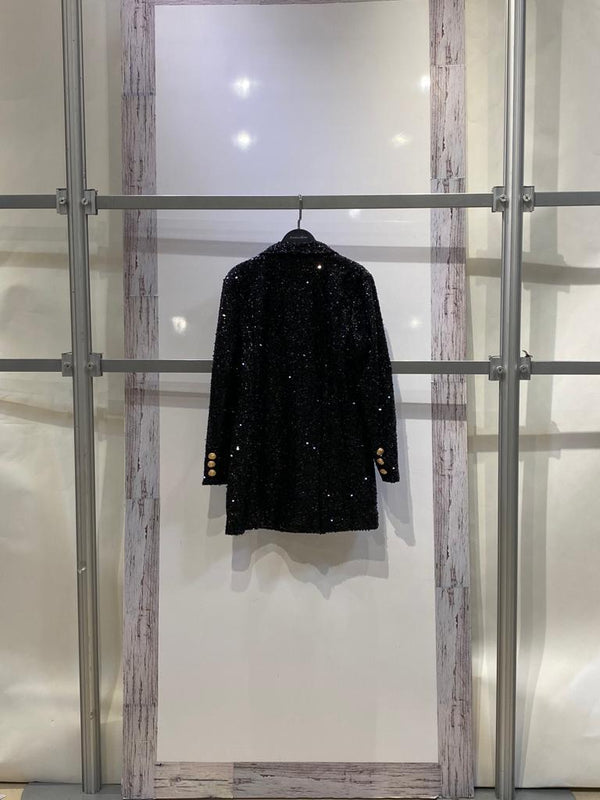 Double Breasted Sequin Jacket w/Gold Buttons